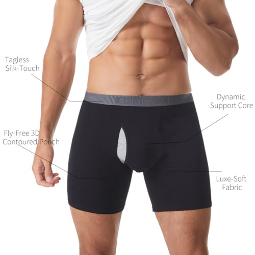 Men's Ultra ComfortSoft Boxer Briefs,Moisture Wicking & Breathable No Ride Up Underwear with Fly,4 Pack4