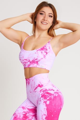 Top Sportivo Donna Con Spalline Incrociate – FGM04 Tessuto FIR, Schiena Scoperta, Morbido E Sostegno Naturale, Nero/Blu Notte/Caffè