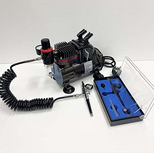 Image of ANMSALES TC-80 / AB-130 Mini Air Compressor Kit (With Airbrush & Pipe) For Paint Nail Art Tattoo Cake Decoration Paint Spray.