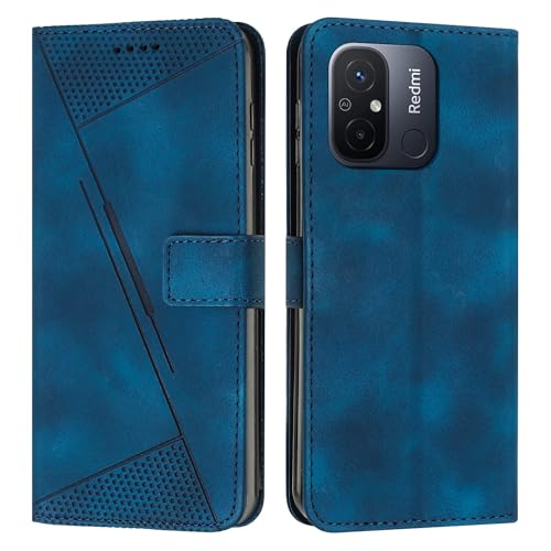 Étui portefeuille Xiaomi Redmi 11A bleu avec rangement carte et dragonne