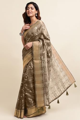 Image of MIRCHI FASHION Women Saree Cotton Blend Kalamkari Printed | Comfortable Office and Regular Daily Use Sari with Unstitched Blouse Piece