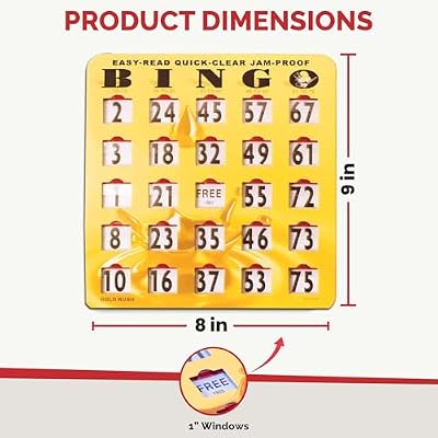MR CHIPS 100 Easy Read Quick Clear Bingo Cards with Sliding Windows and Master Board
