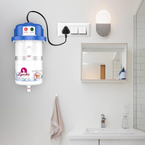 Image of Portable Instant Water Geyser for Bathroom & Kitchen, 3000W Electric Mini Water Heater with Auto Cut-Off, Fast Heating Tankless Hot Water Heater, Wall Mount Compact Electric Geyser, Home, Wash Basin