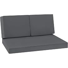 Favoyard Outdoor Loveseat Cushion Set 46 x 26 Inch Waterproof & 3-Year Fade Resistant Patio Furniture Cushions with Removable Cover, Ties and Hidden Zipper for Sofa Bench Couch pad Set of 3, Dark Gray