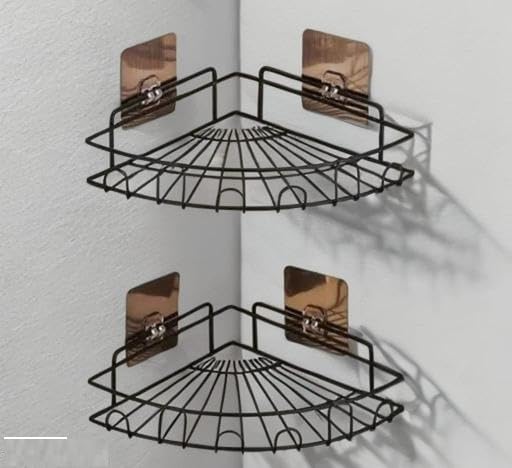 (Pack of 2) Bathroom Corner Rack Metal Storage Shelves Self-Adhesive-Flower Shape Rack,Corner Steel Shelf Organizer Storage. (2PIS + Flower+ Corner)/300-picture-20