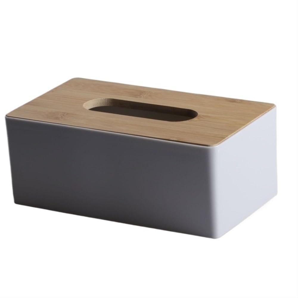 Aimanqi White Tissue Box Napkin Holder Case Paper Box Container Cover Solid Wood Hotel Storage Box Home Table Decoration(White)