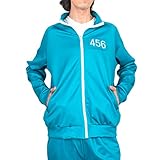 Green Game Suit with Number Patch Track Jacket and Pants Adult Halloween Costume Cosplay