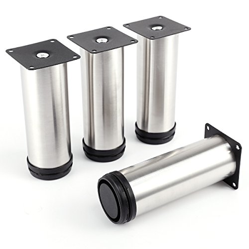Preisvergleich Produktbild Surepromise 4x Verstellbar Möbelfuß Möbelfüße Edelstahl Ø50mm, Höhe 150mm Sockelfüße Tischfuß Couchfüße Bettfüße