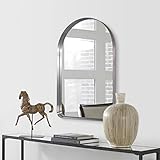 ANDY STAR Bathroom Mirror, 24" x 38" Silver Arched Mirror for Bathroom in Stainless Steel Metal Frame, Arch Top Rounded Corner 2" Deep Set Design Wall Mount Hangs Vertical