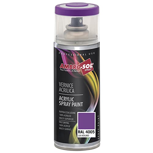 AMBRO-SOL - Pintura acrílica en spray, color Lila, RAL 4005, resultado profesional en múltiples superficies, exteriores e interiores, 400 ml