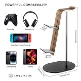 QinCoon Uchwyt na Kontroler i Zestaw Słuchawkowy, Aluminiowy i Drewniany Stojak do PS5 PS4 Xbox One Nintendo Switch, Uniwersalne Akcesoria do Gier Biurkowych