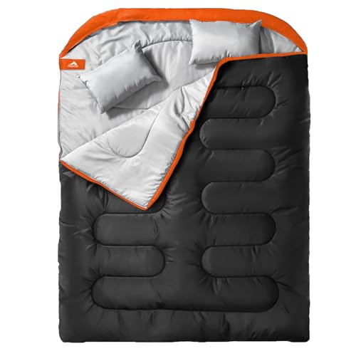 Sac de couchage double chaud et froid MEREZA grand format camping