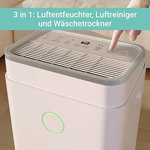 SUNTEC Luftentfeuchter Dryfix 20 Design- für Räume bis 150 M³ (63 m2) | Raumentfeuchter mit 20 l/ Tag Entfeuchtung | Entfeuchter elektrisch inkl Luftreiniger Funktion + mobile Wäschetrocknung-5