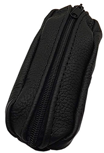 MylederShop Etui na klucze z prawdziwej skóry, 1 kieszeń na zamek błyskawiczny, ręczne wykonanie w UE, kolor czarny, różne wzory, wzór 2