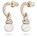 Swarovski Originally Pearl Drop Earrings, Clear Stones in a Rose Gold-Tone Finished Setting, Part of the Swarovski Originally Collection