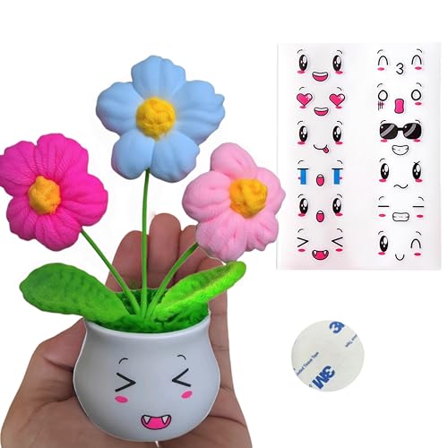 Adorable Petite Crochet Flowers - Cute Desk Decor Positive Affirmation Gift – Happy Desk Buddy for Women, Office, Home, Heartfelt Mini Decoration