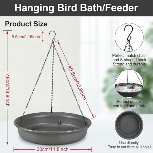 Image of CARGEN Hanging Bird Bath Bird Feeder - 11.8inch Water Feeder Tray Outdoor