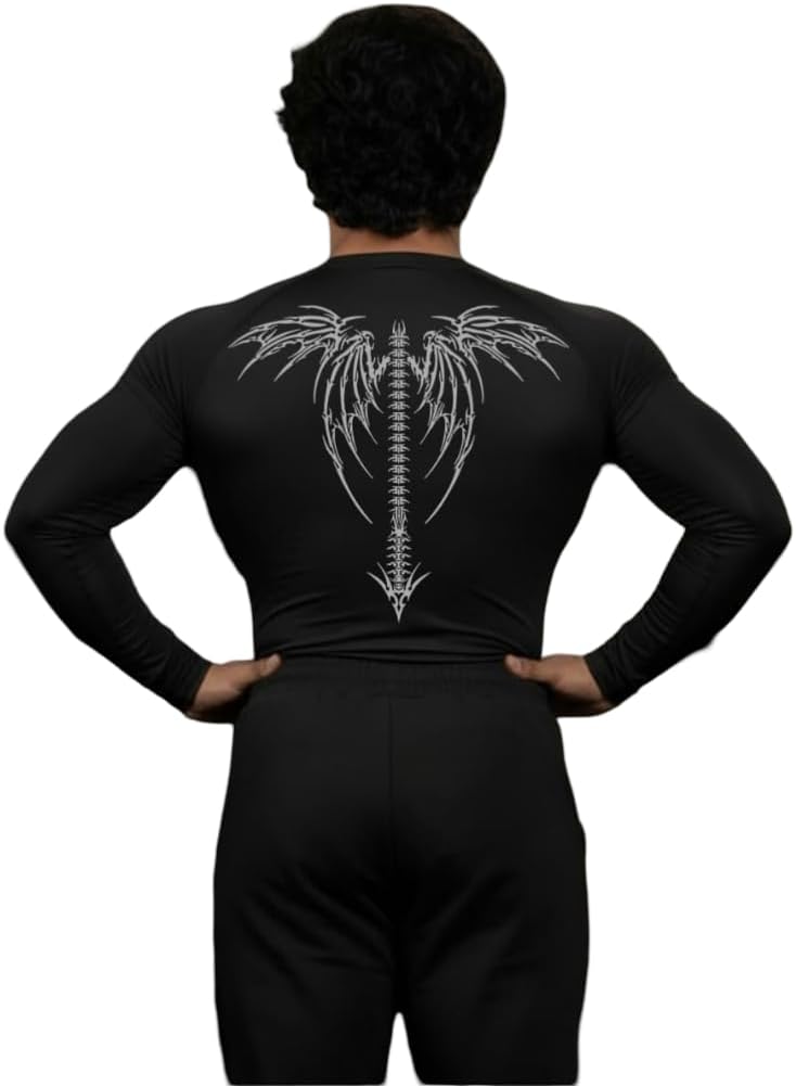 Men Polyster Lycra Printed Full Sleeves Compression T-Shirt for Gym