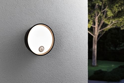 Paulmann 94698 LED outdoor luminaire wall luminaire Platomo motion sensor seawater resistant IP44 round 180mm 3000K 14.5W 1200lm black plastic - Image 3