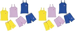 قطونيل طقم من 3 قطع بتصميم قلوب للبنات (توب + شورت) 0963 - متعدد الالوان - 3-4 سنوات (عبوة من قطعتين)