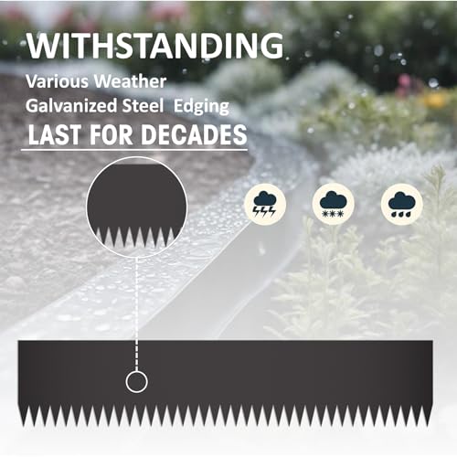 20ft. 6-Pack Galvanized Steel Landscape Edging - 40" L x 6" H Lawn Edging with 6 Stakes, Hammer-in Metal Garden Border for Landscaping, Lawn & Yard (Black) by STIRLINGEAR - Image 7