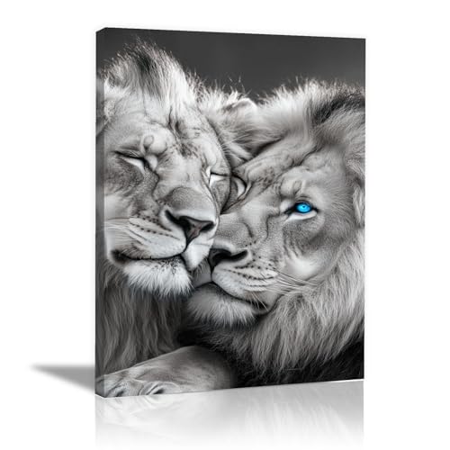 Tableau lion moderne encadré pour habiller un mur vide sans effort