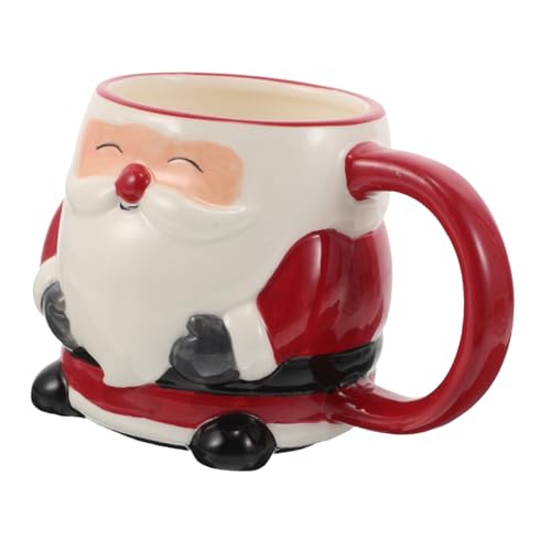 LIFKOME Taza Cerámica Navideña con Diseño de Papá Noel Pintado Mano Taza Festiva para Café Té o Caliente Resistente y Fácil de Limpiar para Adultos y Celebraciones Navideñas
