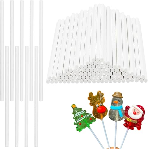 100-Pack 3-Inch White Paper Lollipop Sticks for Cake Pops and DIY Desserts Splinter-Free and Sturdy