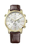Tommy Hilfiger Men's 1790874 Gold-Tone Watch with Brown Leather Band