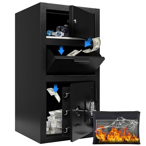 Drop Safe for Business Money Safes with Drop Slot 4.0 CUB Cash Depository Safes Box with Additional Locking Safe Anti-Fishing and Digital Combination for Home Office Hotel Restaurant Liquor Store