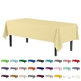 Exquisite 4-Pack Light Yellow Plastic Table Cloth - 54In. x 108In. Disposable Tablecloth for Parties - Rectangle Tablecloth - Disposable Table Cloths for Parties - Plastic Table Cover for Picnics