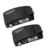 SIENOC 2 Packs S-Video/BNC VGA to VGA Video PC Converter Adapter with BNC + 4 Pin S-Video Color Black