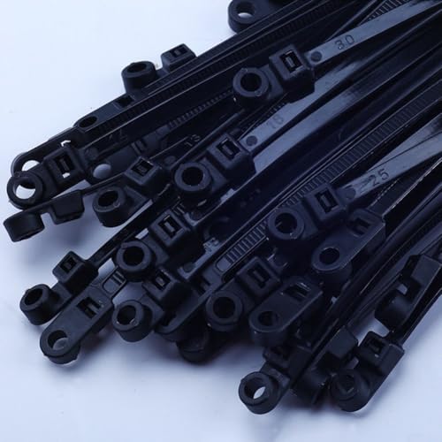 Attaches de câble en nylon avec trou de vis, sangles autobloquantes et montables, 4 mm de large, 100 mm de long pour attaches zippées, organiseurs de câbles de fixation robustes, lot d'attaches – vue 5