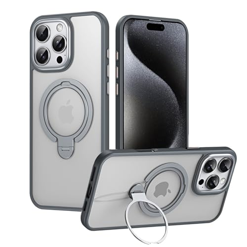 Coque iPhone 16 Pro antichoc avec anneau magnétique rotatif 360