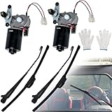 Universal UTV Windshield Wiper Kit, 2Pcs Electric 90 Degree 16' 12V Wiper Blade Motor Compatible With Polariss Kubotaa Kawasakii Kymcoo Can Am