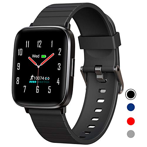 Mgaolo Fitness Tracker,Smart Watch with Blood Pressure Heart Rate Sleep Monitor for Men and Women, Touchscreen Sport Modes Waterproof Activity Tracker with Pedometer for Fitbit Android iPhone (Black)