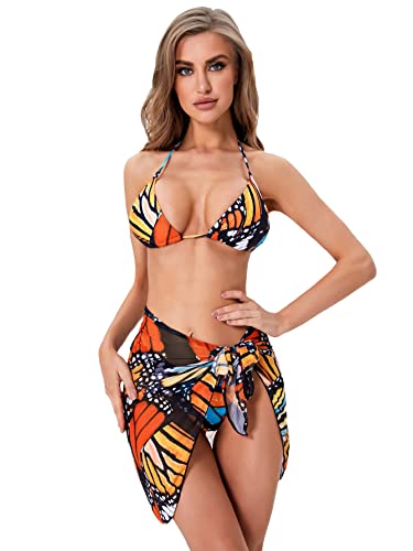 Bikini croisé imprimé papillon idéal pour vos journées en club de plage