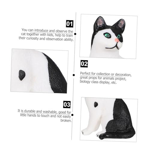 BESTonZON Realistic Plastic Kitten Figurine Cat Model Toy for Boys and Girls, Small Black and White Cat Animal Simulation Figure for Playsets and Collectors - Image 7