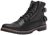 Steve Madden Men's WELKOM Combat Boot, Black Leather, 9.5