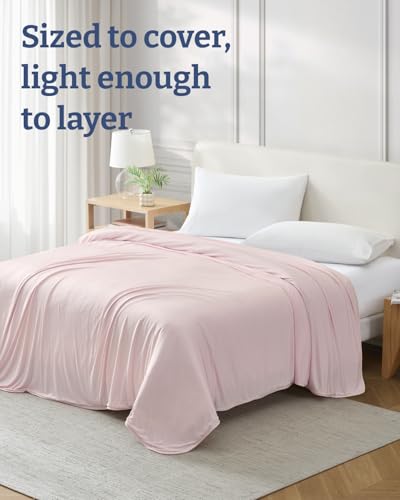 Image of Cooling Blanket for Hot Sleepers - Cold Blanket Full /Queen Size - Double-Sided, Ultra Cool for Summer, Night Sweats & All Seasons - Soft, Lightweight & Breathable for Bed or Couch - Pink, 50 inch x 60 inch