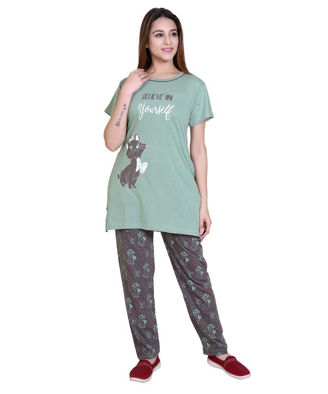 rg by s.s. clothing RG Summer Daily Night Wear Cotton Round Neck Printed Half Sleeve Top& Bottom For Women's-picture-15