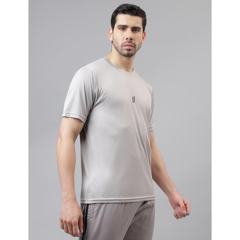 Image of ATICX Slim Fit Polyester Sports T-Shirt for Men - Round Neck Quick Dry Fit Half Sleeve Breathable Stylish Gym & Workout Tee - Lightweight Running Cycling Football Swimming Training Sportswear Top