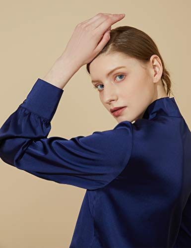Escalier Women's Silk Blouse Long Sleeve Satin Button Down Shirt Casual Work Office Silky Blouse Top2