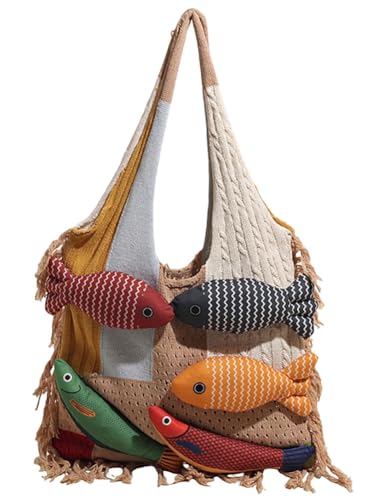 Bolso tejida de hombro para mujer estilo playa 3D miniatura 1