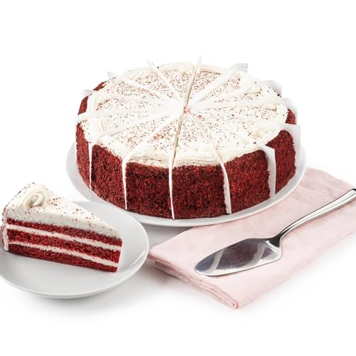 David’s Cookies Red Velvet Love Cake 10” - Hand Decorated Baked Moist Layered Cake With Creamy...