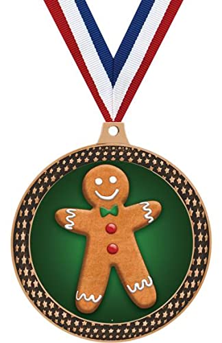 Gingerbread Man Starfire Medals and Trophies, 2.5" Bronze Gingerbread Man Medal Awards, 10 Pack Prime