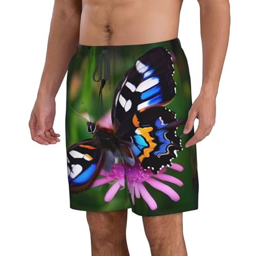 Colorful Butterfly Print Men's Swim Trunks Beach Shorts Elastic Waist Drawstring Summer Swimming Board Shorts2