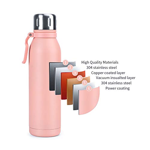 Botella deportiva de acero inoxidable de 700 ml, botella de agua para gimnasio con aislamiento de doble pared, termo con… - Imagen 3