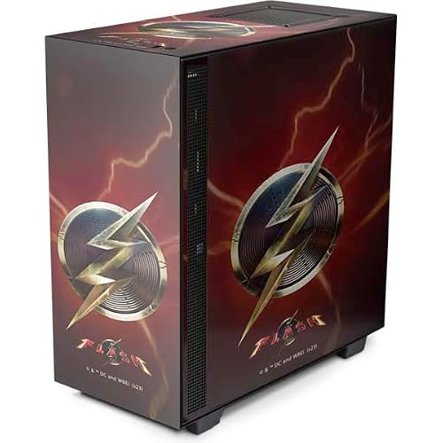 Skinit Decal Gaming Skin Compatible with NZXT H510 Compact ATX Mid-Tower Case - Officially Licensed Warner Bros The Flash Movie: Logo Poster Design