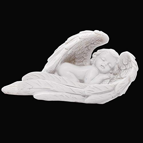 Wings Angel Cherub Statue Figurine Indoor Outdoor Guardian Home Garden Angel Sculpture Statuette Collection Memorial Remberance Grave site Statue(SLEEPING BABY ANGEL IN WINGS) - Image 2